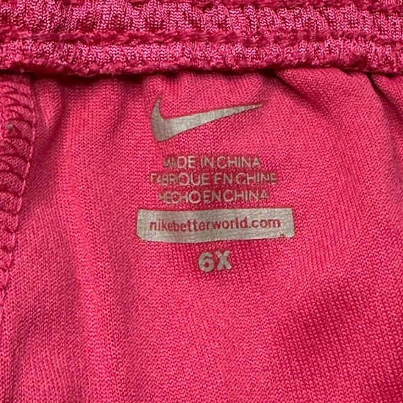 🩷 Nike Dri-Fit Girls' Mesh Shorts | Size 6X | Pink & Green - Picture 3 of 3